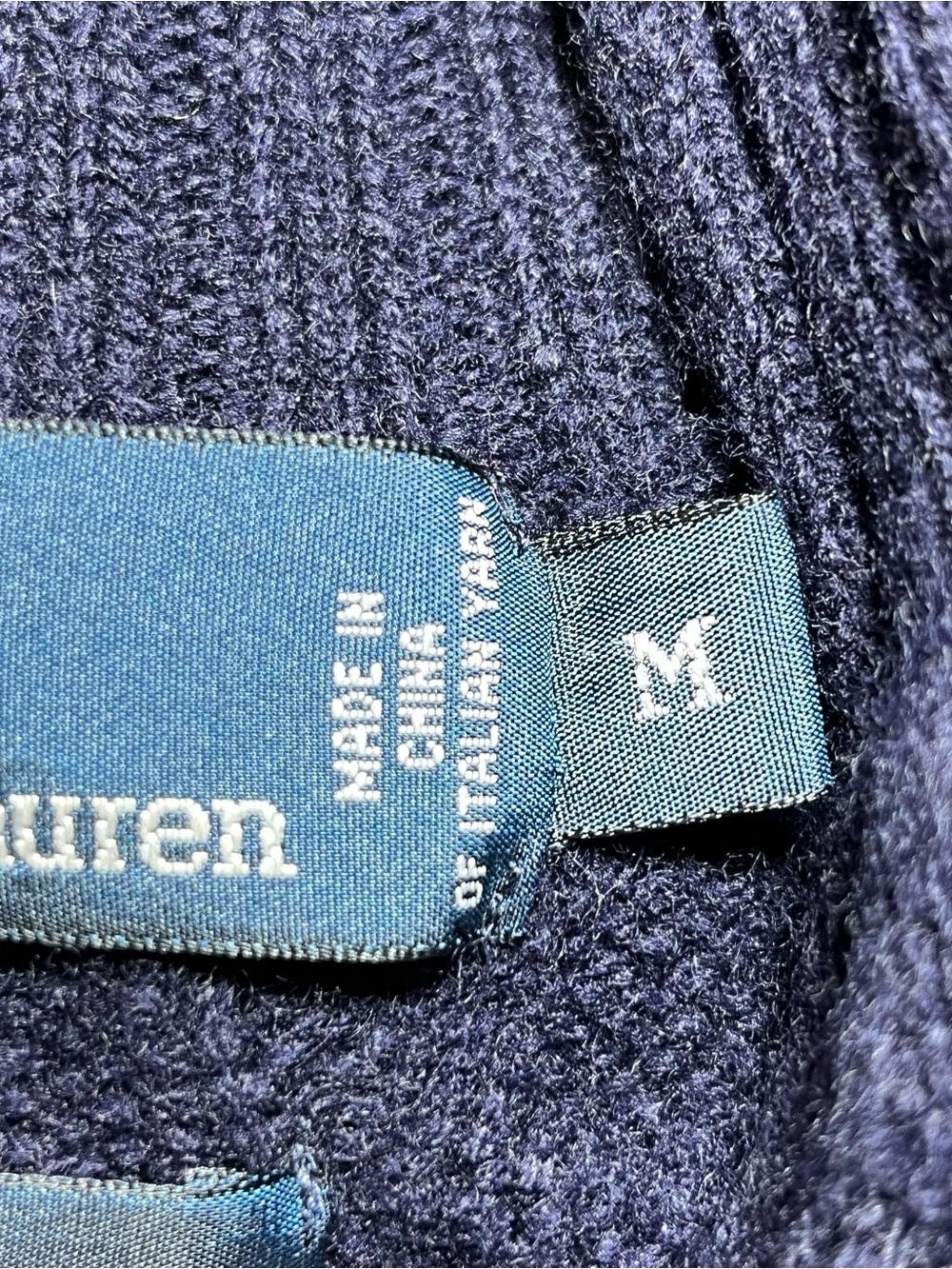 Polo Ralph Lauren 1/4 Zip Cable Knit Lambs Wool Sweater Mens Size Medium Blue - Picture 6 of 13